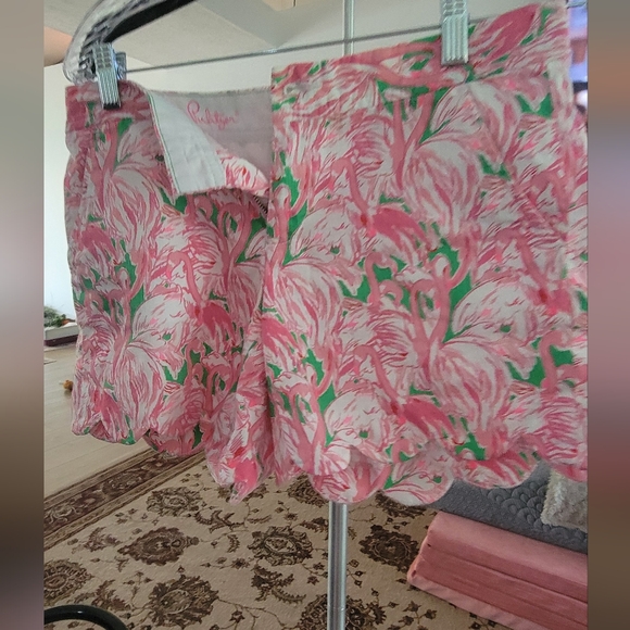 Lilly Pulitzer High Waist Pink and Green Floral Shorts - Picture 1 of 4